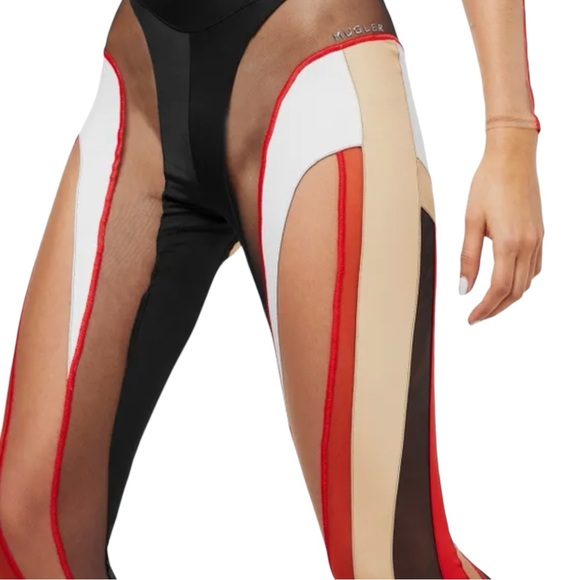 Mugler Sheer Spiral Stirup Legging NWT Sz 46 $990 SOLDOUT - Picture 3 of 5